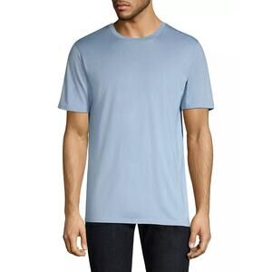 THEORY Blue Top Silk Blend Ribbed Crew Neck Slim Fit Casual Size Large L